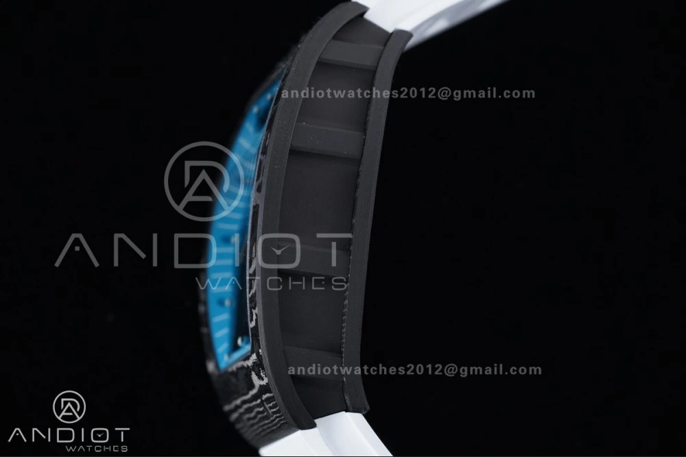 Elegant RM055 NTPT APSF 1:1 Best Edition Blue Inner Bezel Blue Crown On White Rubber Strap RMUL2 Super Clone 1230