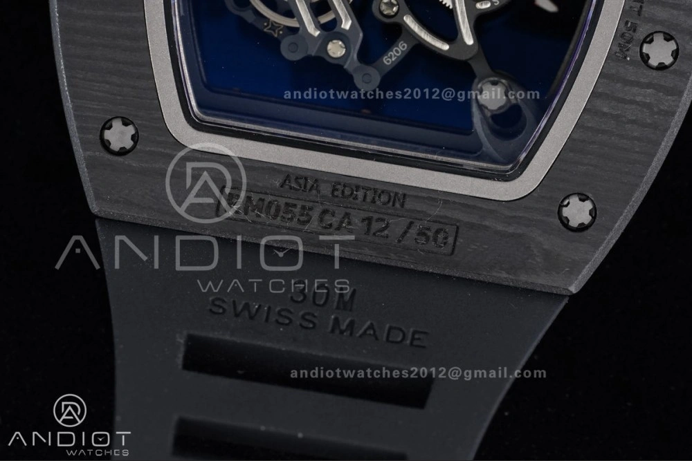 Efficient RM055 NTPT APSF 1:1 Best Edition RG Inner Bezel Black Crown On Black Rubber Strap RMUL2 Super Clone 1243