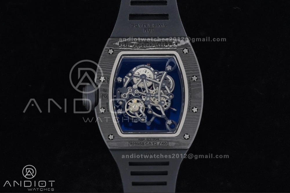 Efficient RM055 NTPT APSF 1:1 Best Edition RG Inner Bezel Black Crown On Black Rubber Strap RMUL2 Super Clone 1243