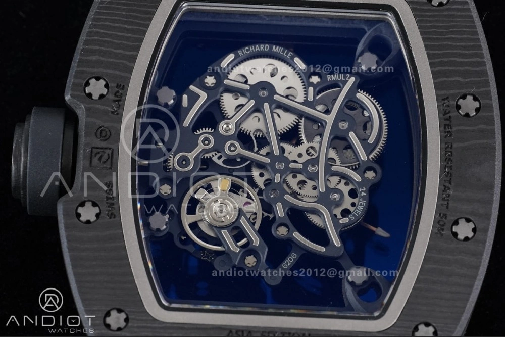 Efficient RM055 NTPT APSF 1:1 Best Edition RG Inner Bezel Black Crown On Black Rubber Strap RMUL2 Super Clone 1243