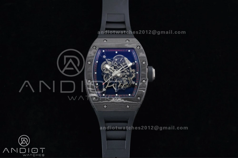 Compact RM055 NTPT Ti APSF 1:1 Best Edition Black Inner Bezel Black Crown on Black Rubber Strap RMUL2 Super Clone 1232
