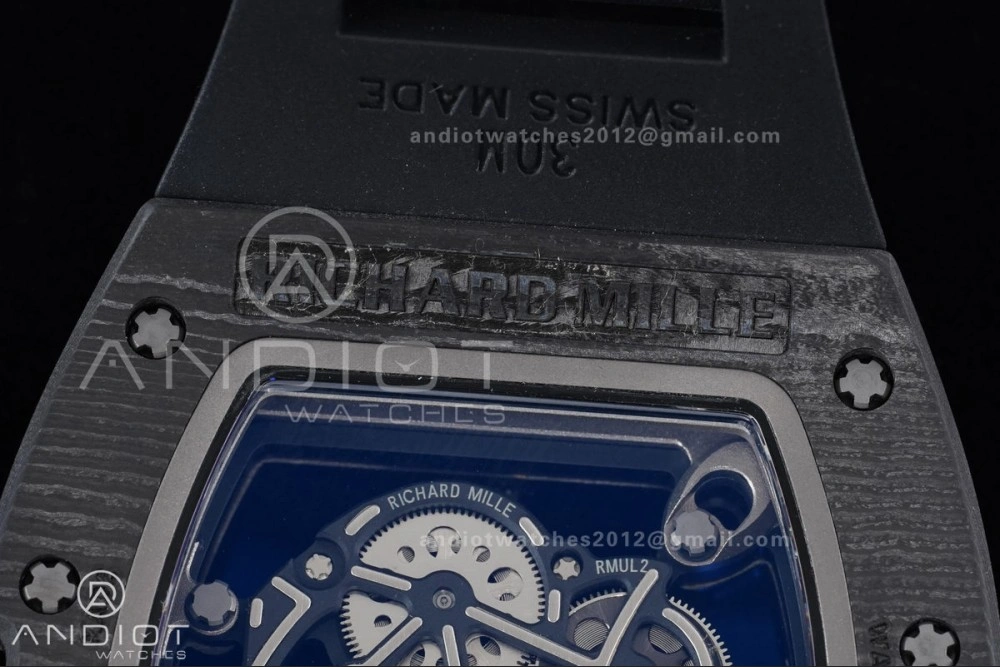 Compact RM055 NTPT Ti APSF 1:1 Best Edition Black Inner Bezel Black Crown on Black Rubber Strap RMUL2 Super Clone 1232