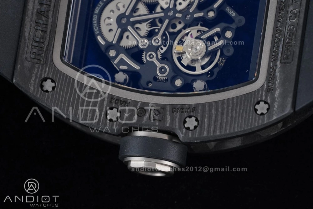 Compact RM055 NTPT Ti APSF 1:1 Best Edition Black Inner Bezel Black Crown on Black Rubber Strap RMUL2 Super Clone 1232