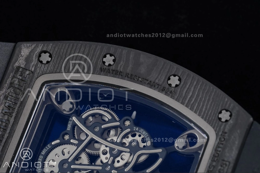 Compact RM055 NTPT Ti APSF 1:1 Best Edition Black Inner Bezel Black Crown on Black Rubber Strap RMUL2 Super Clone 1232