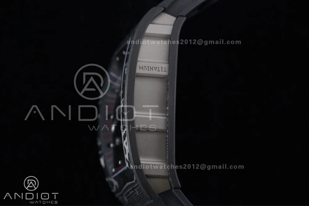 Compact RM055 NTPT Ti APSF 1:1 Best Edition Black Inner Bezel Black Crown on Black Rubber Strap RMUL2 Super Clone 1232