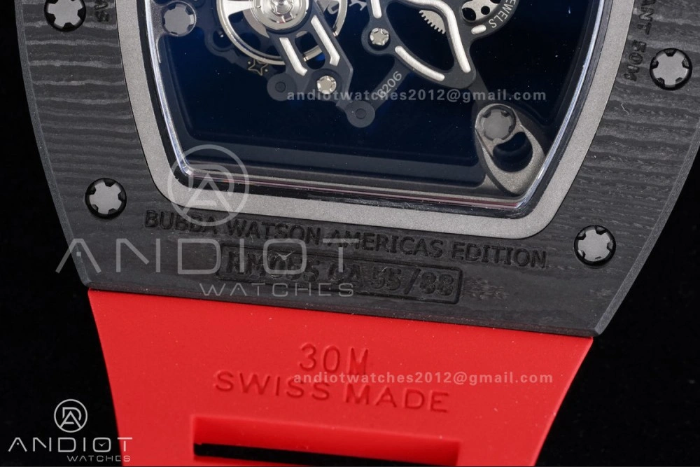 WaterResistant RM055 NTPT Ti APSF 1:1 Best Edition Black Inner Bezel Red Crown On Red Rubber Strap RMUL2 Super Clone 1235