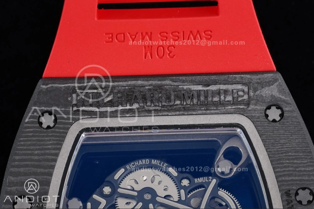 WaterResistant RM055 NTPT Ti APSF 1:1 Best Edition Black Inner Bezel Red Crown On Red Rubber Strap RMUL2 Super Clone 1235