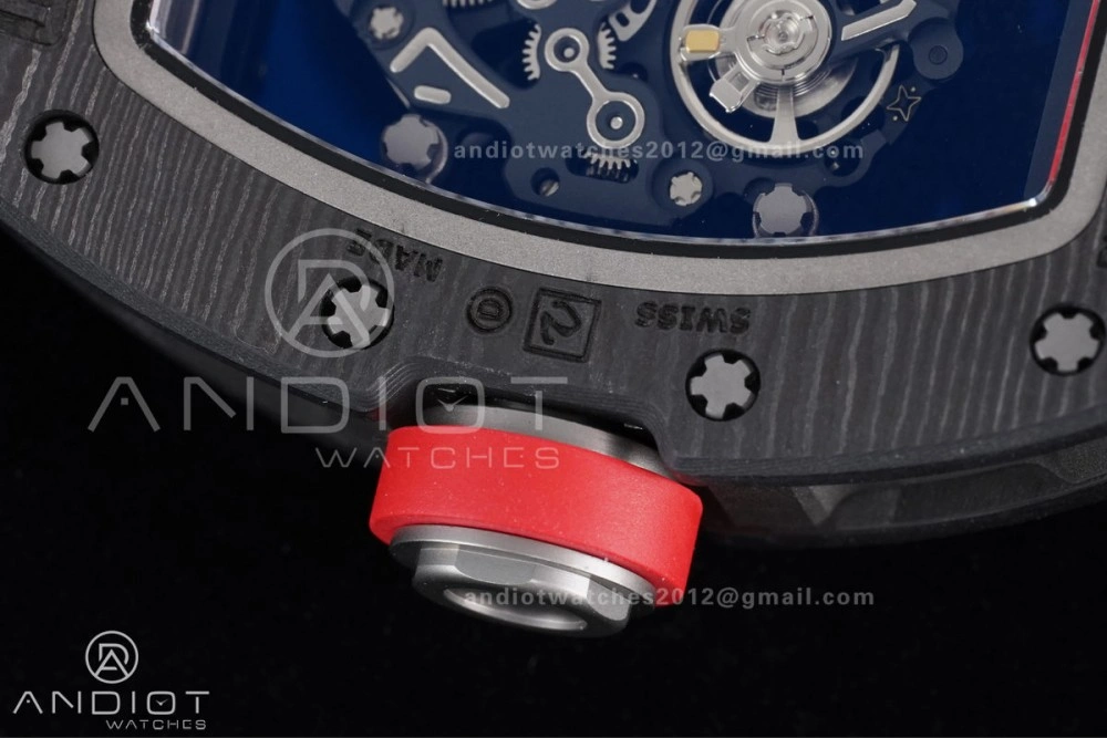 WaterResistant RM055 NTPT Ti APSF 1:1 Best Edition Black Inner Bezel Red Crown On Red Rubber Strap RMUL2 Super Clone 1235