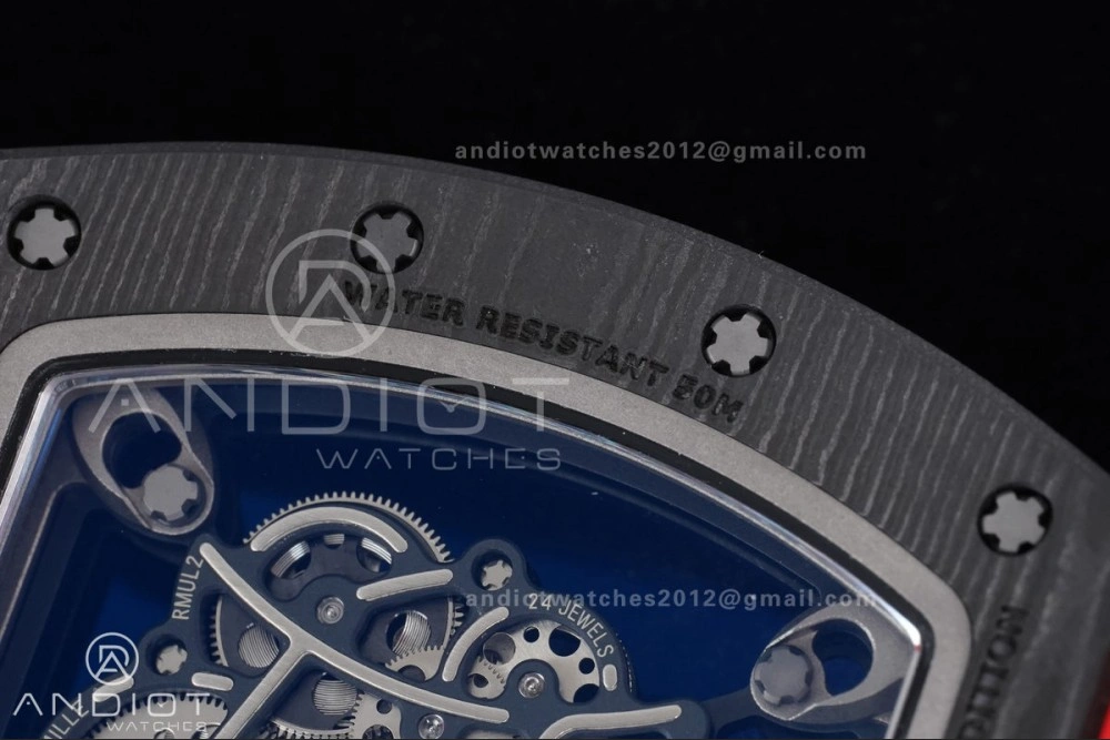 WaterResistant RM055 NTPT Ti APSF 1:1 Best Edition Black Inner Bezel Red Crown On Red Rubber Strap RMUL2 Super Clone 1235