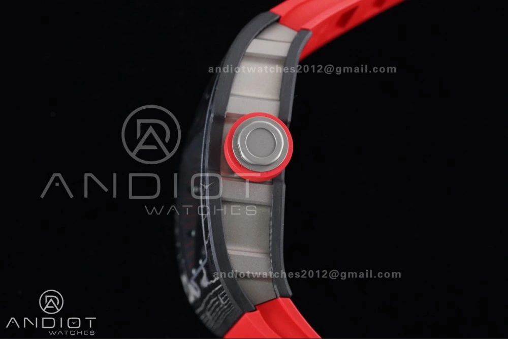 WaterResistant RM055 NTPT Ti APSF 1:1 Best Edition Black Inner Bezel Red Crown On Red Rubber Strap RMUL2 Super Clone 1235
