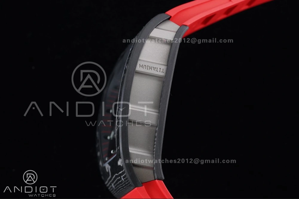 WaterResistant RM055 NTPT Ti APSF 1:1 Best Edition Black Inner Bezel Red Crown On Red Rubber Strap RMUL2 Super Clone 1235