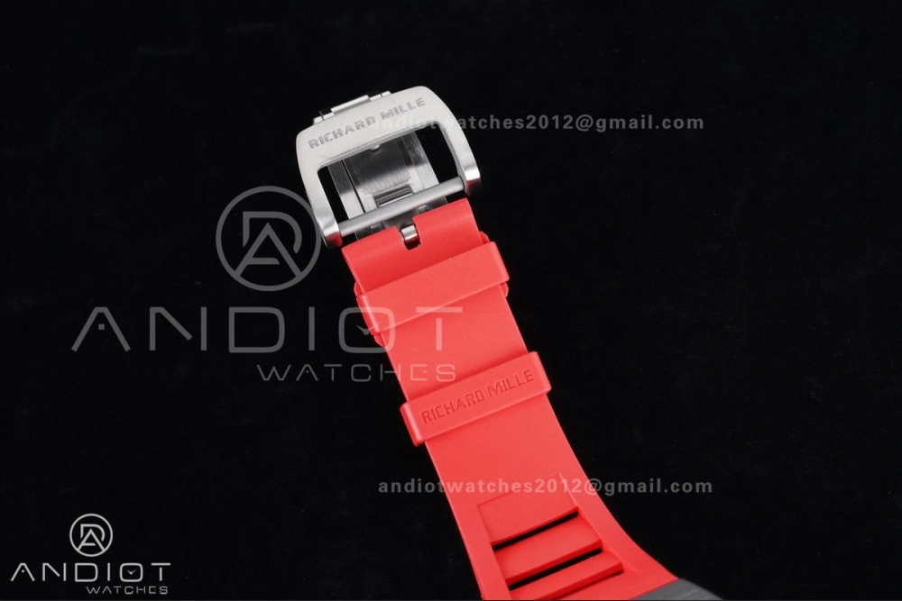 WaterResistant RM055 NTPT Ti APSF 1:1 Best Edition Black Inner Bezel Red Crown On Red Rubber Strap RMUL2 Super Clone 1235