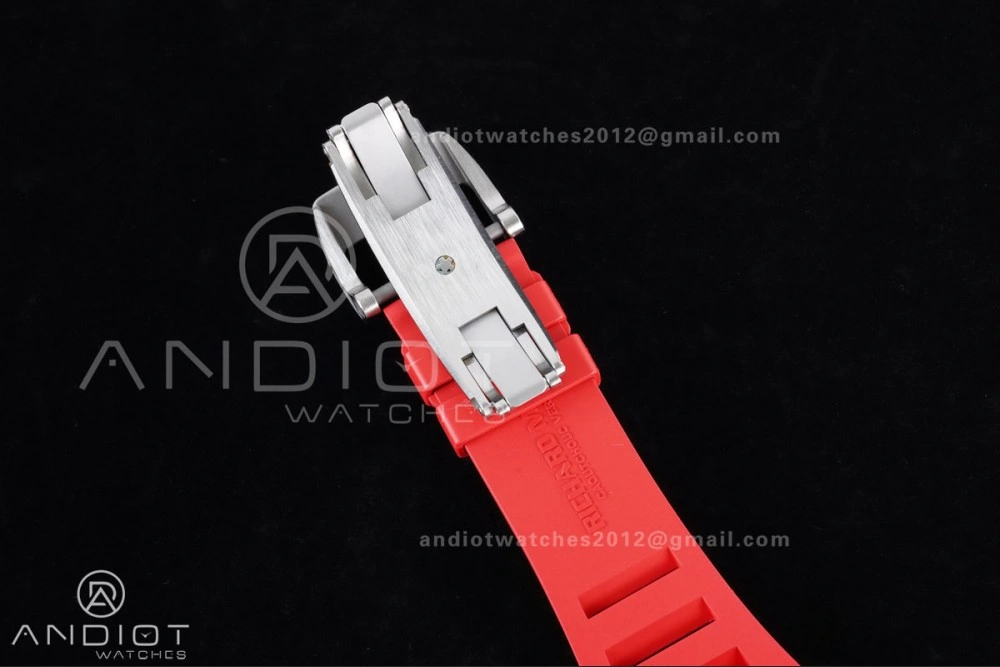 WaterResistant RM055 NTPT Ti APSF 1:1 Best Edition Black Inner Bezel Red Crown On Red Rubber Strap RMUL2 Super Clone 1235
