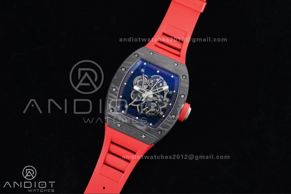 WaterResistant RM055 NTPT Ti APSF 1:1 Best Edition Black Inner Bezel Red Crown On Red Rubber Strap RMUL2 Super Clone 1235