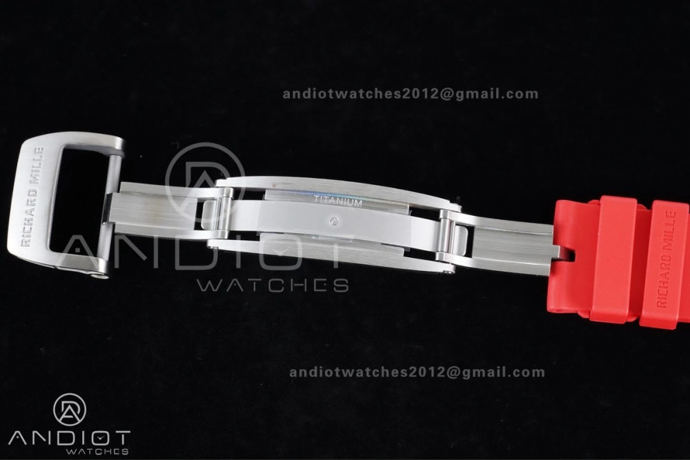 WaterResistant RM055 NTPT Ti APSF 1:1 Best Edition Black Inner Bezel Red Crown On Red Rubber Strap RMUL2 Super Clone 1235