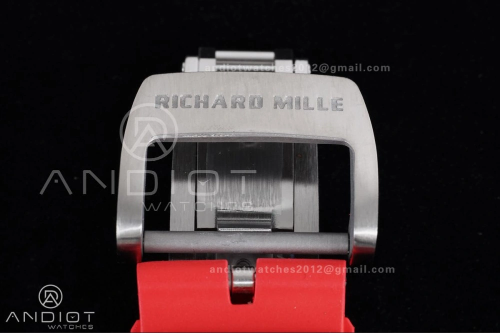 WaterResistant RM055 NTPT Ti APSF 1:1 Best Edition Black Inner Bezel Red Crown On Red Rubber Strap RMUL2 Super Clone 1235