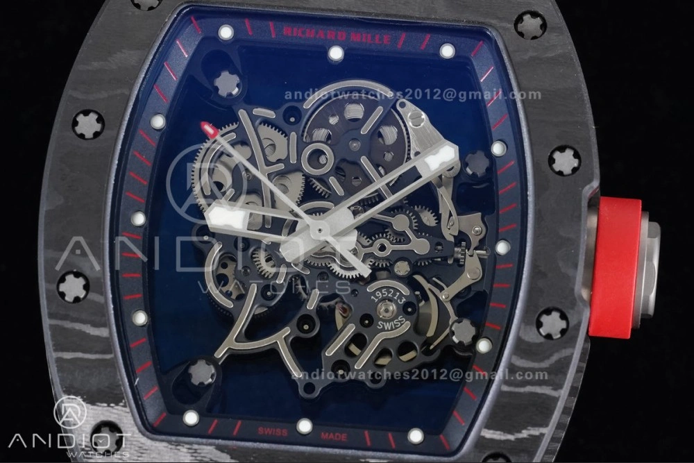 WaterResistant RM055 NTPT Ti APSF 1:1 Best Edition Black Inner Bezel Red Crown On Red Rubber Strap RMUL2 Super Clone 1235