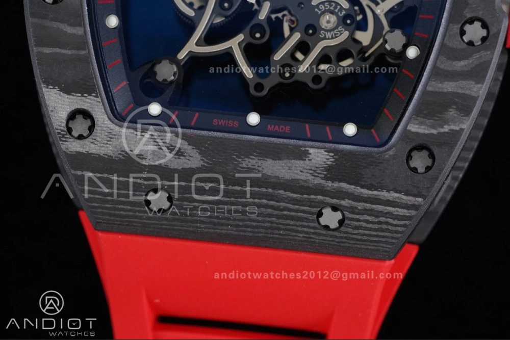WaterResistant RM055 NTPT Ti APSF 1:1 Best Edition Black Inner Bezel Red Crown On Red Rubber Strap RMUL2 Super Clone 1235