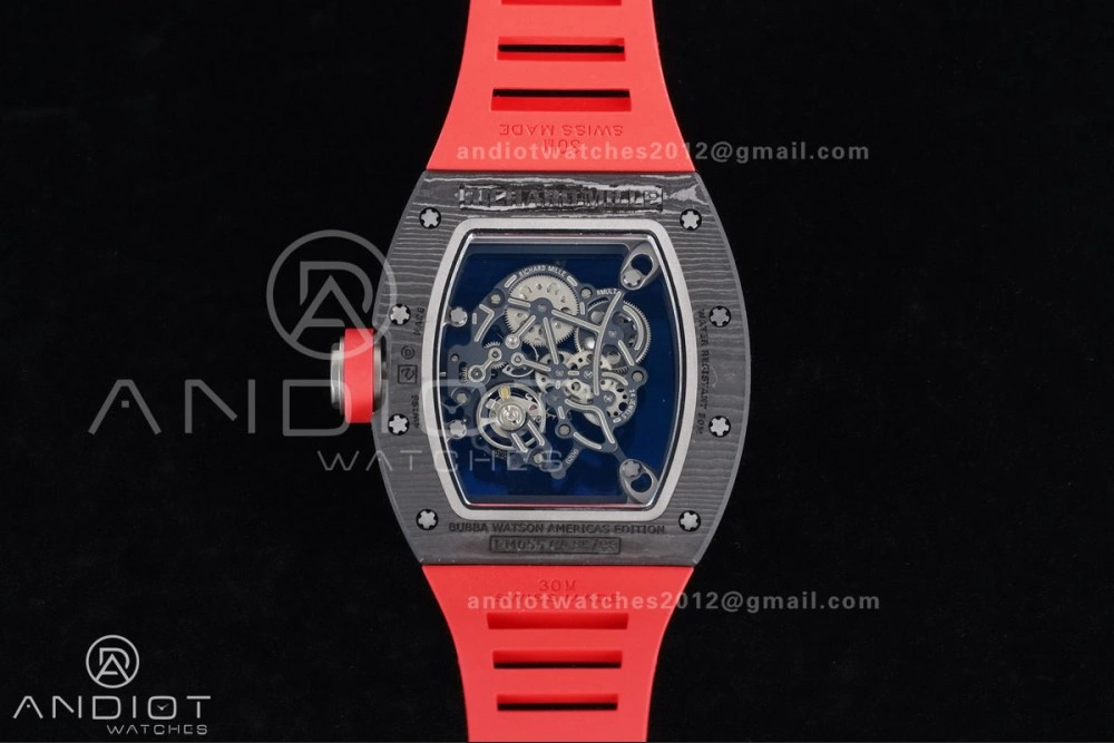 WaterResistant RM055 NTPT Ti APSF 1:1 Best Edition Black Inner Bezel Red Crown On Red Rubber Strap RMUL2 Super Clone 1235