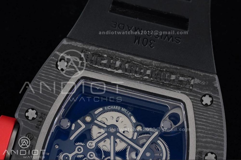 GoAnywhere RM055 NTPT Ti APSF 1:1 Best Edition Black Inner Bezel Red Crown on Black Rubber Strap RMUL2 Super Clone 1233