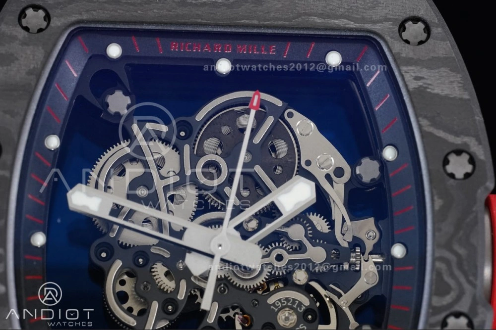 GoAnywhere RM055 NTPT Ti APSF 1:1 Best Edition Black Inner Bezel Red Crown on Black Rubber Strap RMUL2 Super Clone 1233