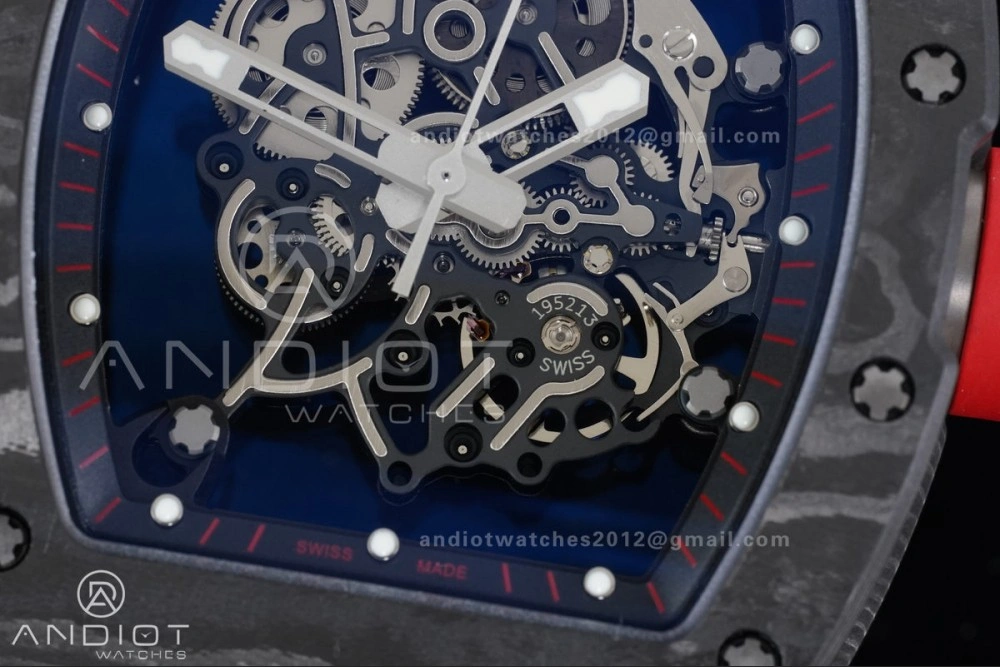 GoAnywhere RM055 NTPT Ti APSF 1:1 Best Edition Black Inner Bezel Red Crown on Black Rubber Strap RMUL2 Super Clone 1233