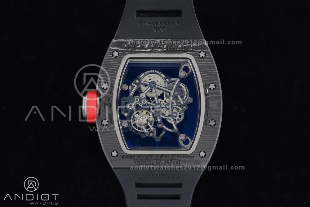 GoAnywhere RM055 NTPT Ti APSF 1:1 Best Edition Black Inner Bezel Red Crown on Black Rubber Strap RMUL2 Super Clone 1233