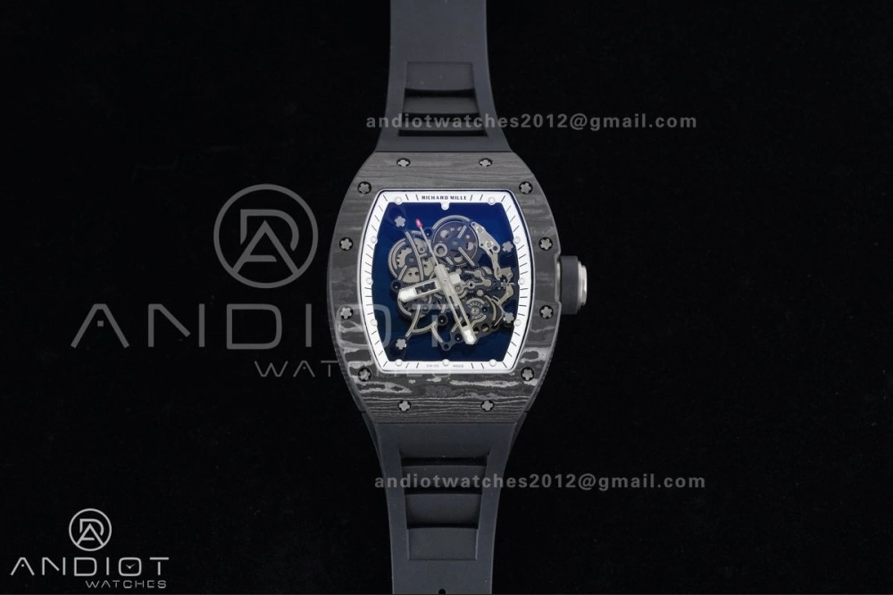 Modern RM055 NTPT Ti APSF 1:1 Best Edition White Inner Bezel Black Crown on Rubber Strap RMUL2 Super Clone 1239