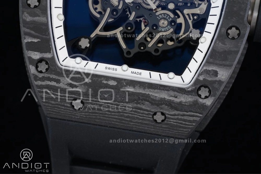 Modern RM055 NTPT Ti APSF 1:1 Best Edition White Inner Bezel Black Crown on Rubber Strap RMUL2 Super Clone 1239