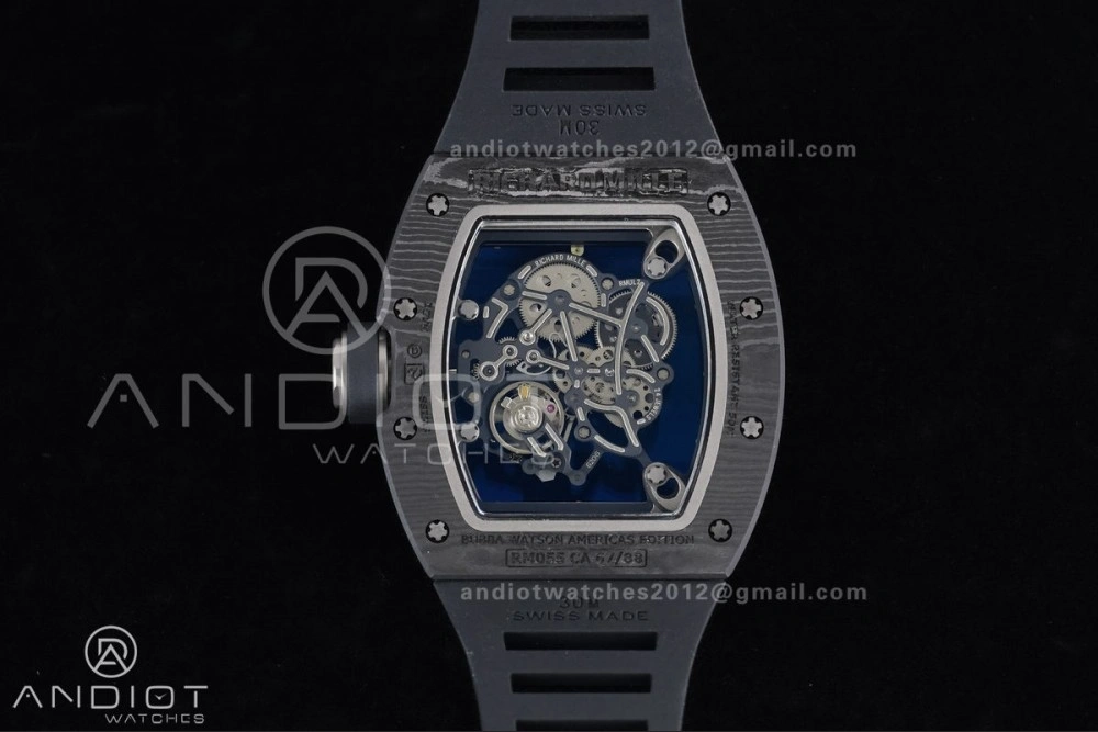 Modern RM055 NTPT Ti APSF 1:1 Best Edition White Inner Bezel Black Crown on Rubber Strap RMUL2 Super Clone 1239
