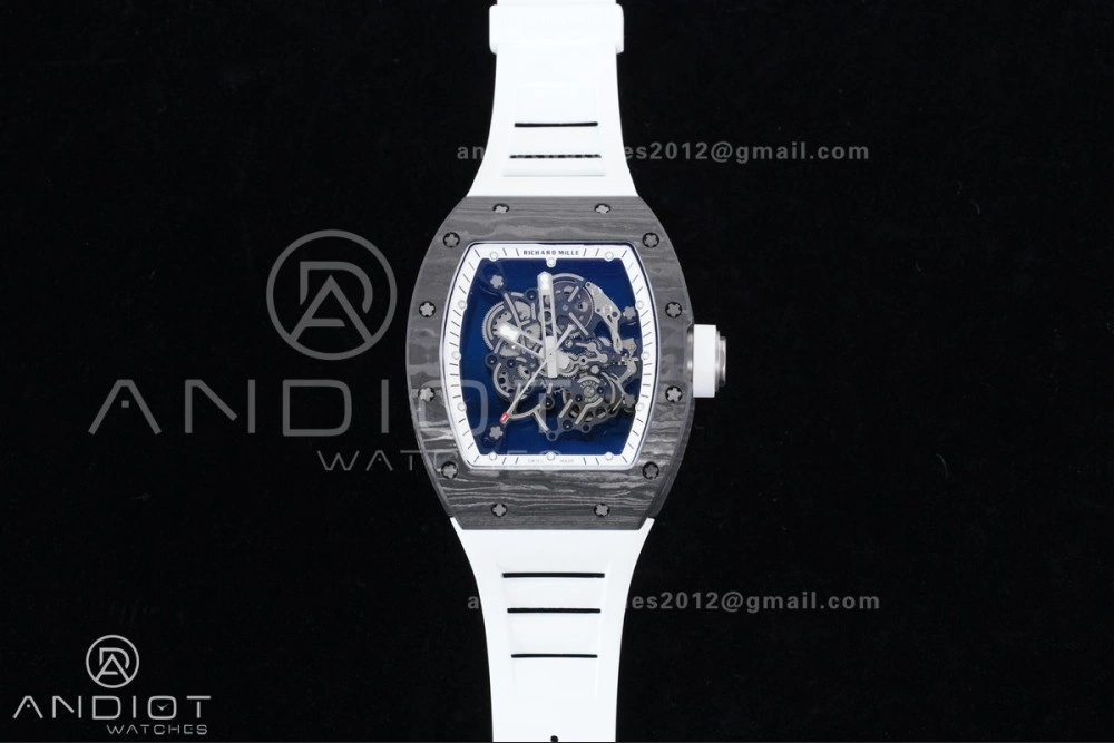 QuickDry RM055 NTPT Ti APSF 1:1 Best Edition White Inner Bezel White Crown on Rubber Strap RMUL2 Super Clone 1242