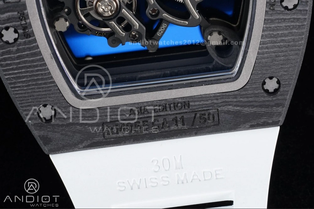 QuickDry RM055 NTPT Ti APSF 1:1 Best Edition White Inner Bezel White Crown on Rubber Strap RMUL2 Super Clone 1242