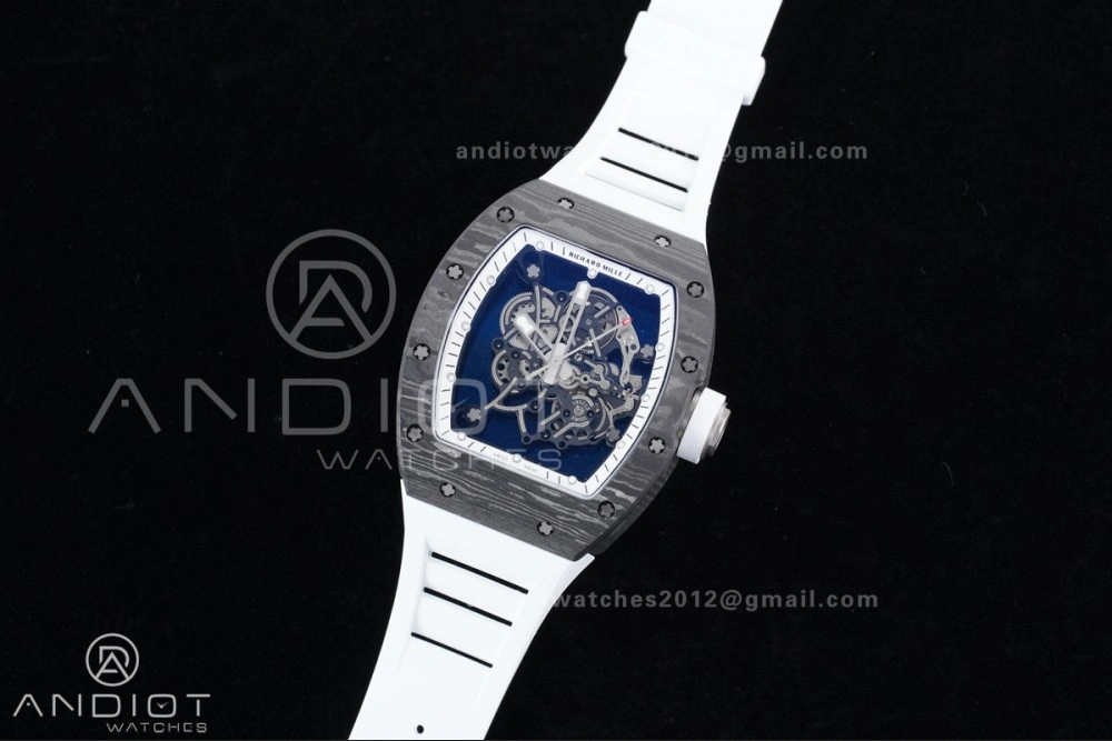 QuickDry RM055 NTPT Ti APSF 1:1 Best Edition White Inner Bezel White Crown on Rubber Strap RMUL2 Super Clone 1242