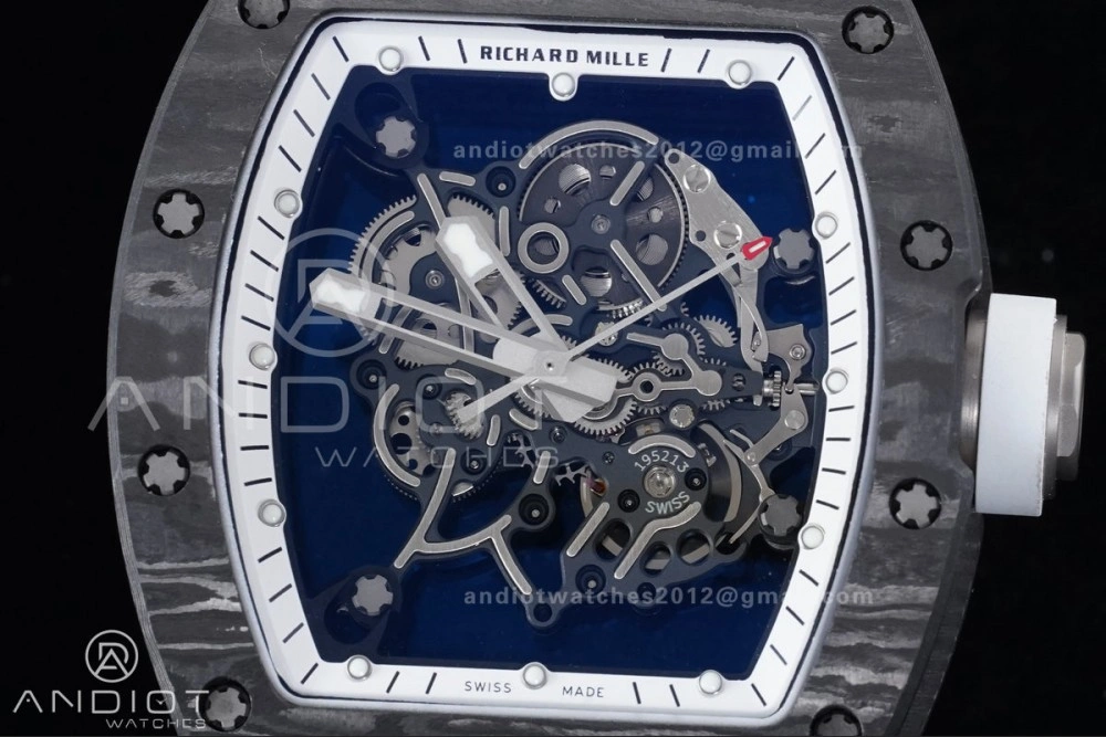 QuickDry RM055 NTPT Ti APSF 1:1 Best Edition White Inner Bezel White Crown on Rubber Strap RMUL2 Super Clone 1242