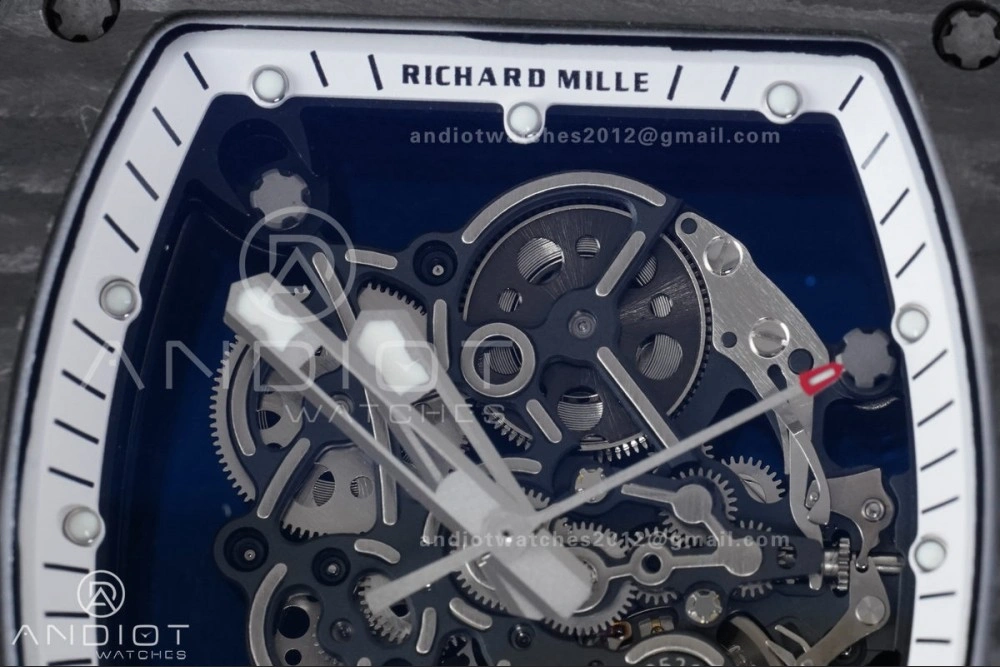 QuickDry RM055 NTPT Ti APSF 1:1 Best Edition White Inner Bezel White Crown on Rubber Strap RMUL2 Super Clone 1242