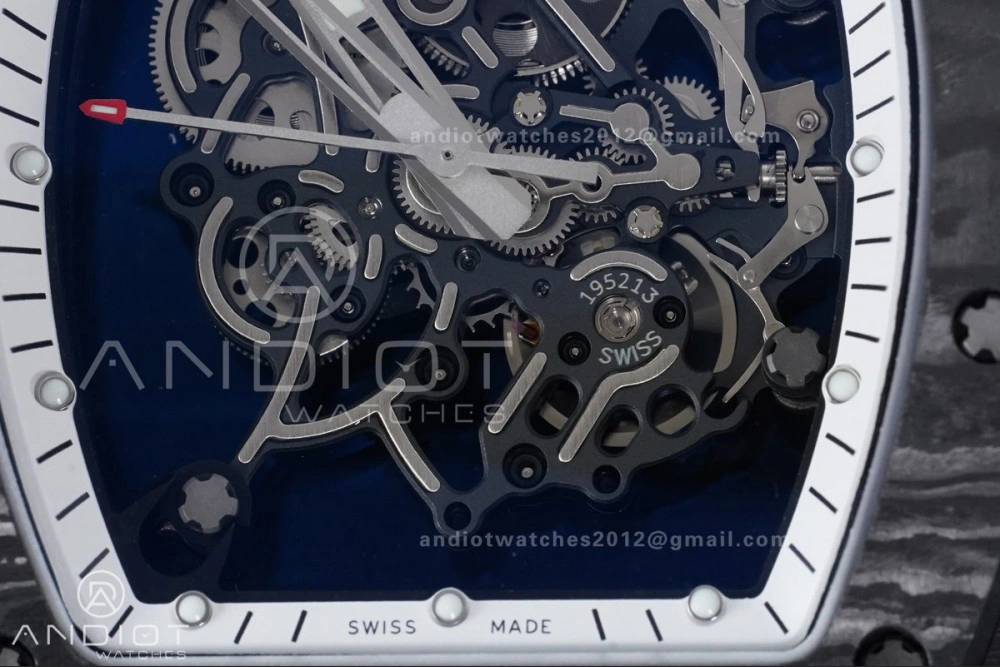 QuickDry RM055 NTPT Ti APSF 1:1 Best Edition White Inner Bezel White Crown on Rubber Strap RMUL2 Super Clone 1242