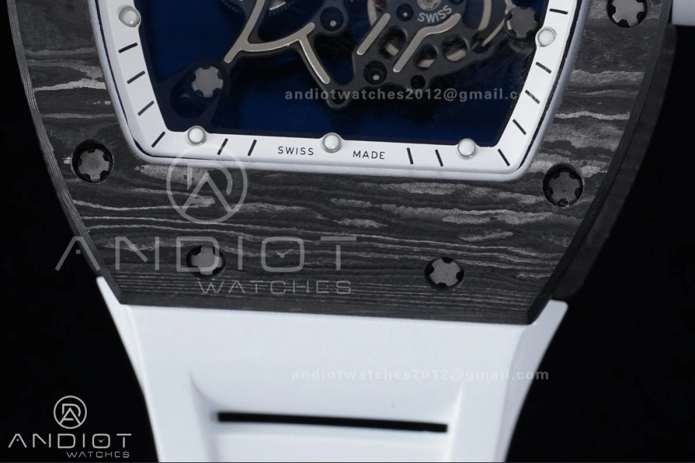 QuickDry RM055 NTPT Ti APSF 1:1 Best Edition White Inner Bezel White Crown on Rubber Strap RMUL2 Super Clone 1242
