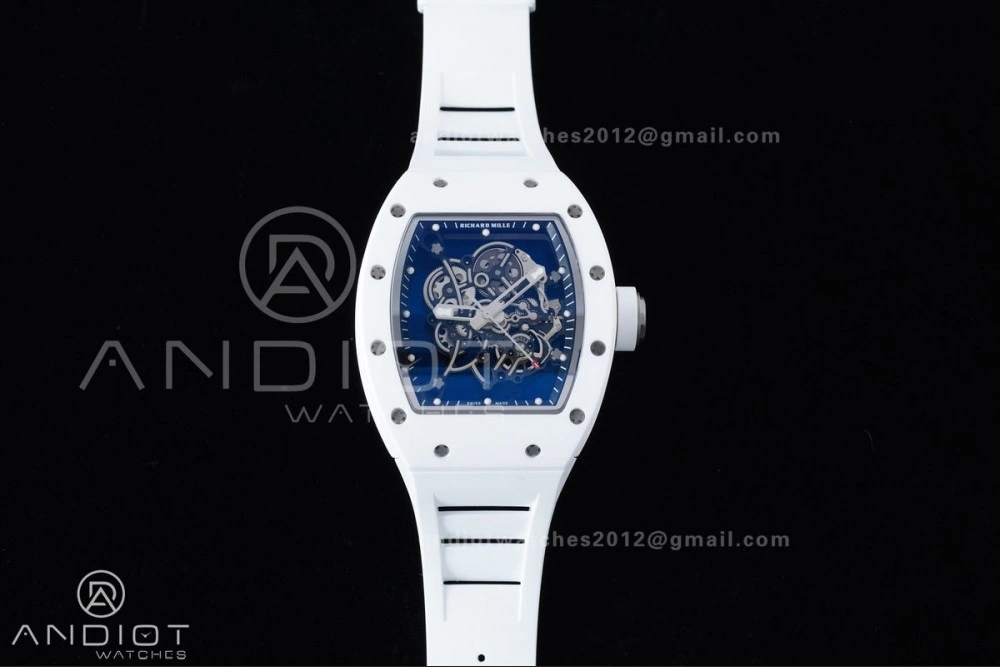 RM055 White Ceramic APSF 1:1 Best Edition on White Rubber Strap RMUL2 Super Clone Sophisticated 1237