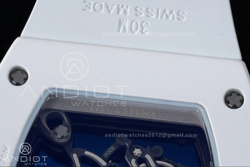 RM055 White Ceramic APSF 1:1 Best Edition on White Rubber Strap RMUL2 Super Clone Sophisticated 1237