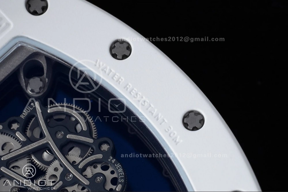 RM055 White Ceramic APSF 1:1 Best Edition on White Rubber Strap RMUL2 Super Clone Sophisticated 1237