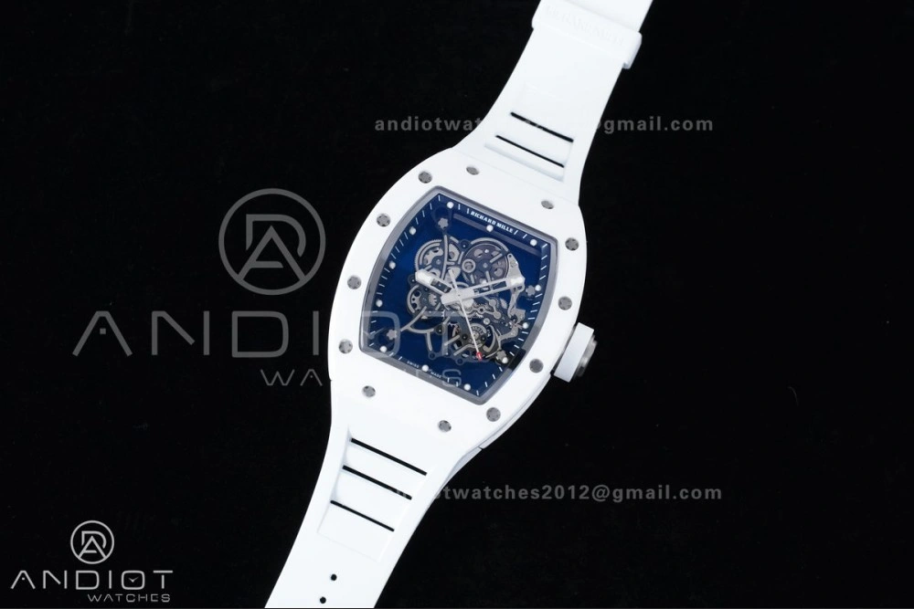 RM055 White Ceramic APSF 1:1 Best Edition on White Rubber Strap RMUL2 Super Clone Sophisticated 1237
