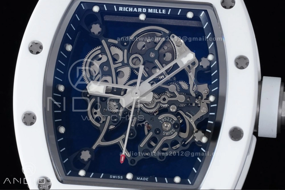 RM055 White Ceramic APSF 1:1 Best Edition on White Rubber Strap RMUL2 Super Clone Sophisticated 1237