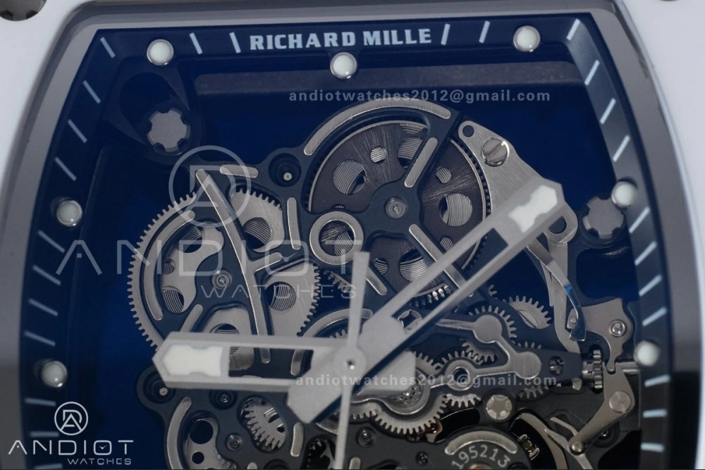RM055 White Ceramic APSF 1:1 Best Edition on White Rubber Strap RMUL2 Super Clone Sophisticated 1237