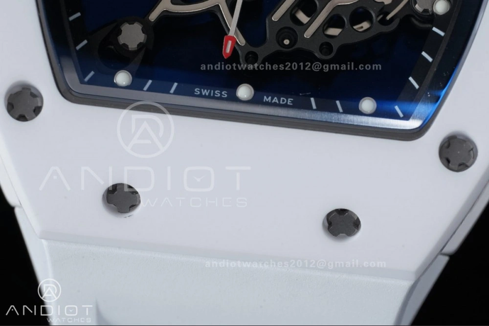 RM055 White Ceramic APSF 1:1 Best Edition on White Rubber Strap RMUL2 Super Clone Sophisticated 1237