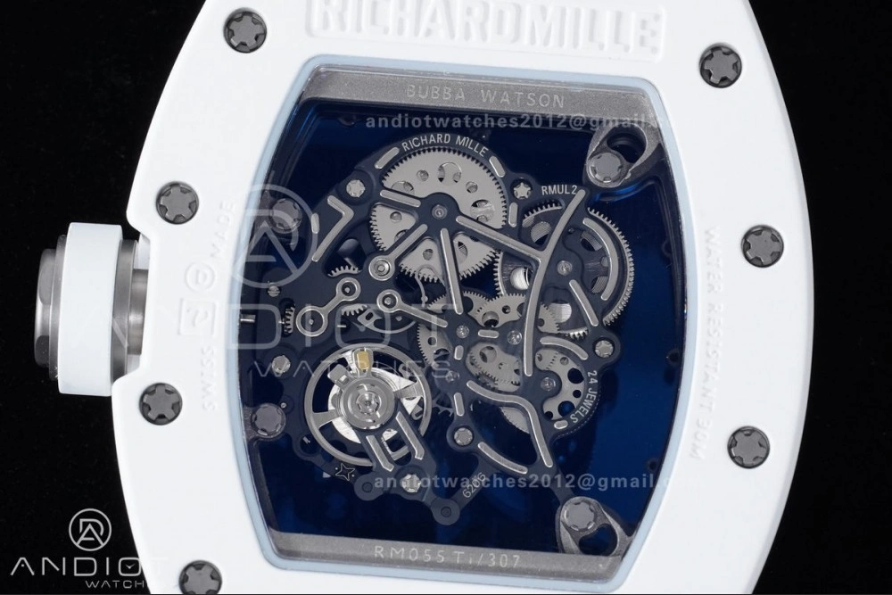 RM055 White Ceramic APSF 1:1 Best Edition on White Rubber Strap RMUL2 Super Clone Sophisticated 1237