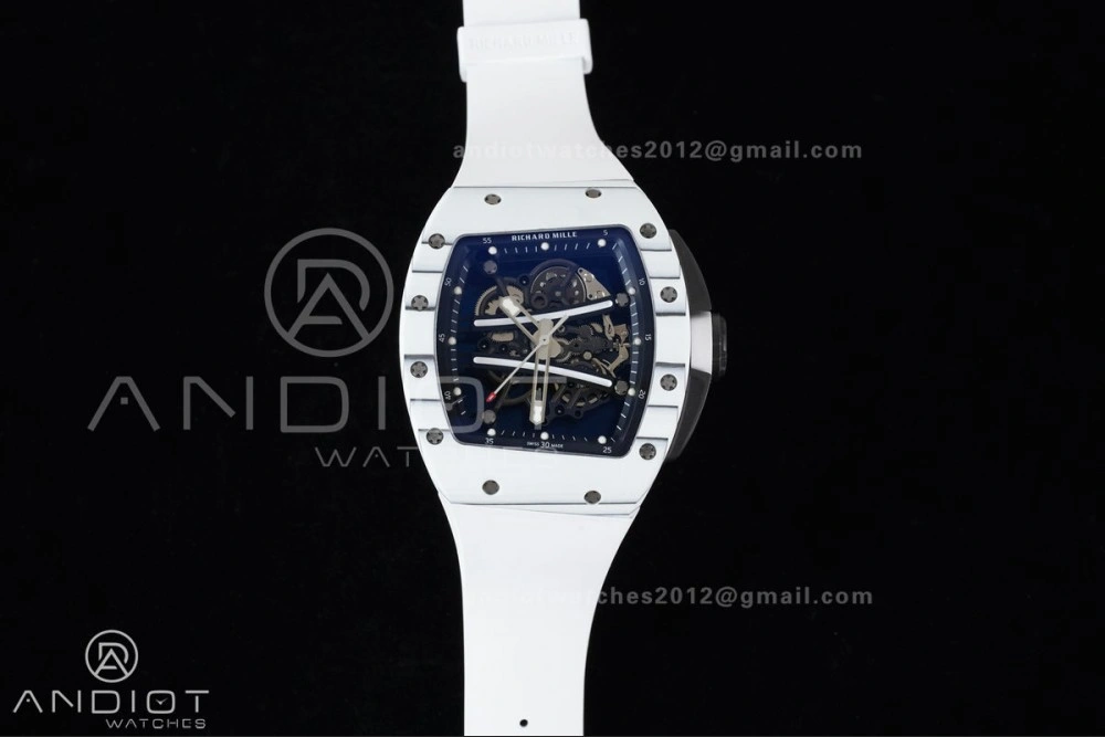 RM061 White Ceramic APSF 1:1 Best Edition on White Rubber Strap RMUL2 Super Clone Popular 1236