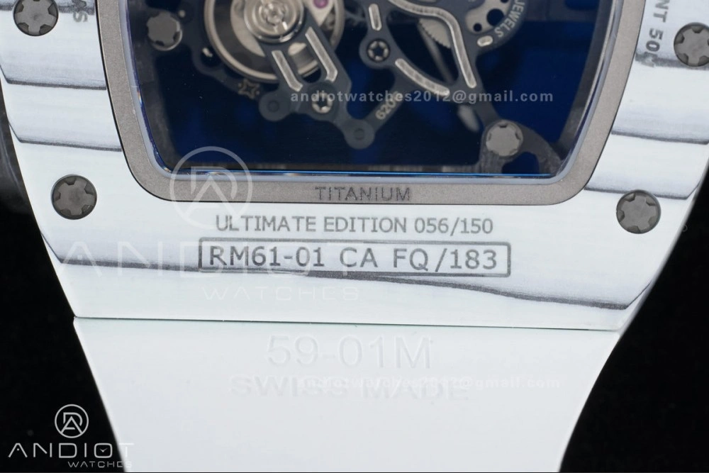 RM061 White Ceramic APSF 1:1 Best Edition on White Rubber Strap RMUL2 Super Clone Popular 1236