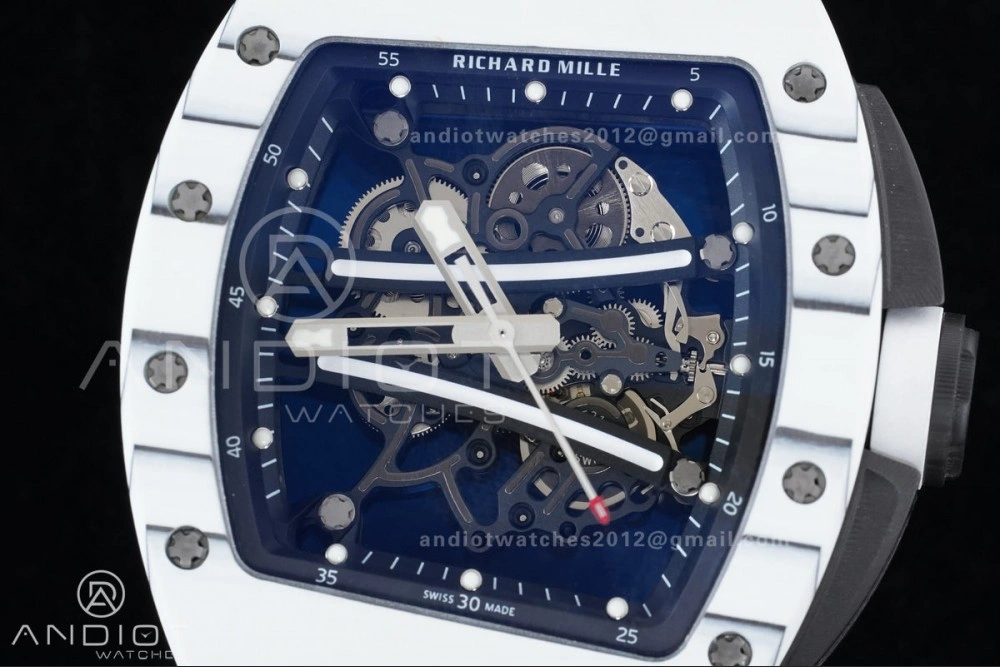 RM061 White Ceramic APSF 1:1 Best Edition on White Rubber Strap RMUL2 Super Clone Popular 1236