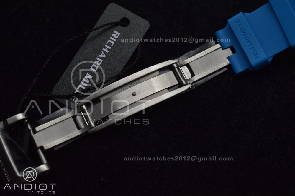 Reliable RM56-02 Transparent Tourbillon RMF Best Edition Skeleton Blue Dial on Blue Rubber Strap 1244