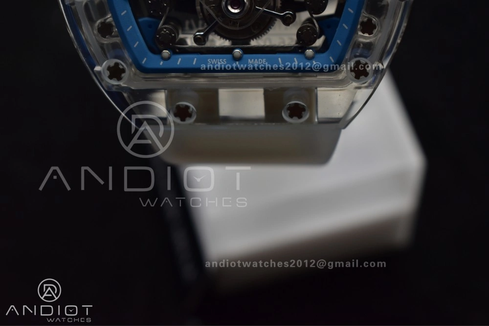 EyeCatching RM56-02 Transparent Tourbillon RMF Best Edition Skeleton Blue Dial on Transparent Rubber Strap 1241